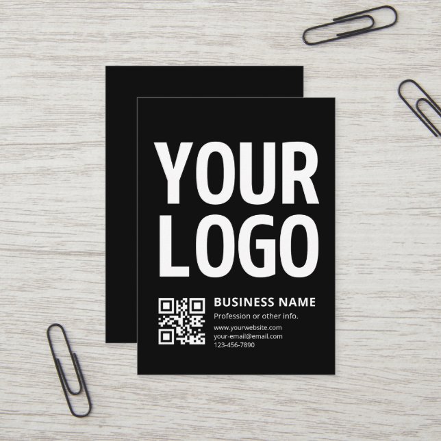Ihr Logo mit editierbarem QR-Code und Text Visitenkarte (Vorderseite/Rückseite Beispiel)