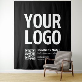 Ihr Logo mit editierbarem QR-Code und Text Wandteppich
