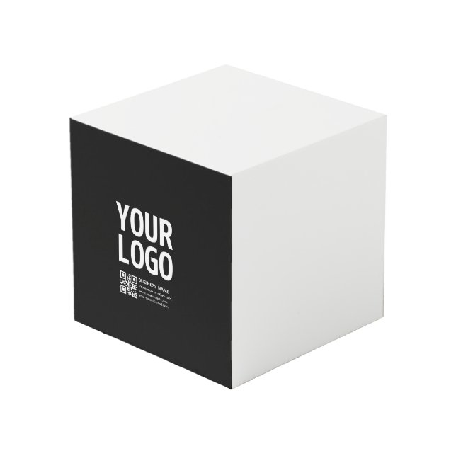 Ihr Logo mit editierbarem QR-Code und Text  Würfel (Vorderseite Schrägansicht)