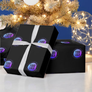 Ihr Logo & Modern Blue & Lila Ombre Gradient Geschenkpapier