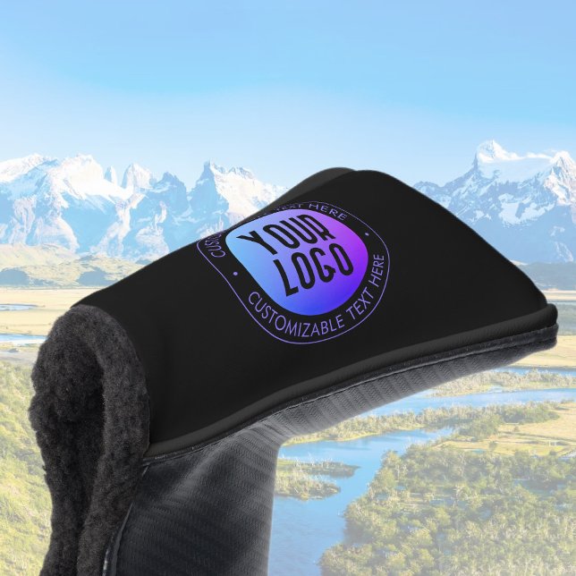 Ihr Logo & Modern Blue & Lila Ombre Gradient Golf Headcover (Von Creator hochgeladen)