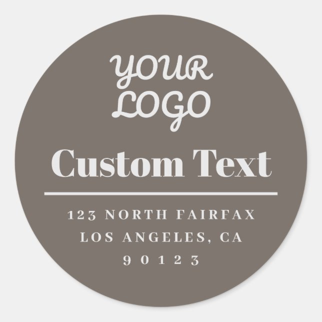 Ihr Logo Moderne Rücksendeadresse Beige & Hellgrau Runder Aufkleber (Vorderseite)