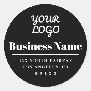 Ihr Logo Moderne Rücksendeadresse Schwarz & Weiß Runder Aufkleber
