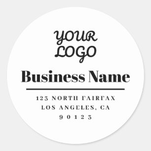 Ihr Logo Moderne Rücksendeadresse Weiß und Schwarz Runder Aufkleber