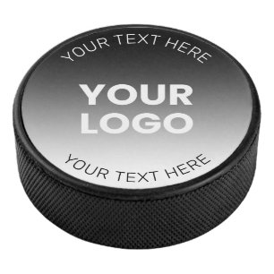 Ihr Logo Modernes, bearbeitbares Schwarz-Weiß-Bi Eishockey Puck