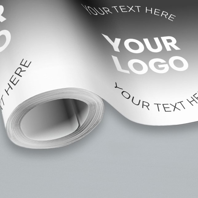 Ihr Logo | Modernes, bearbeitbares Schwarz-Weiß-Bi Geschenkpapier (Von Creator hochgeladen)