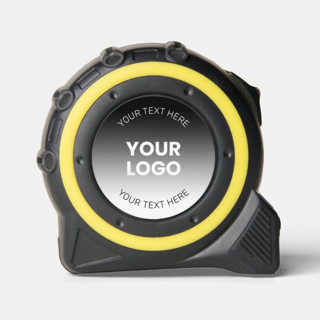 Ihr Logo | Modernes, bearbeitbares Schwarz-Weiß-Bi Maßband (Vorderseite)