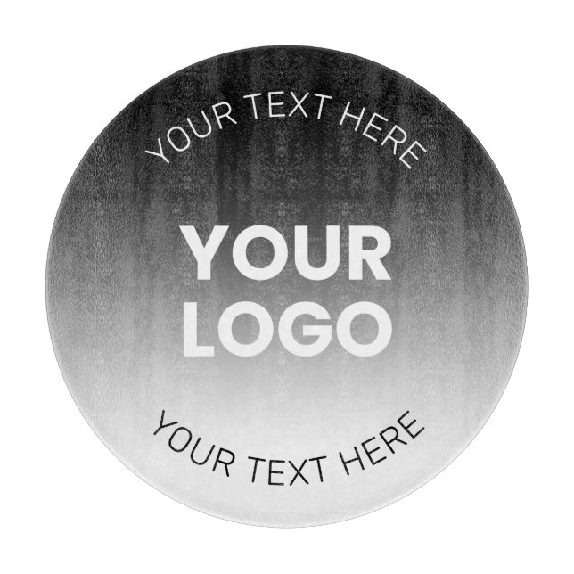 Ihr Logo | Modernes, bearbeitbares Schwarz-Weiß-Bi Schneidebrett (Vorderseite)
