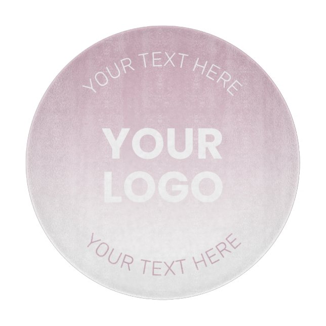 Ihr Logo | Modernes Dusty Pink & White Ombre Schneidebrett (Vorderseite)