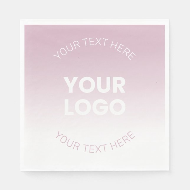 Ihr Logo | Modernes Dusty Pink & White Ombre Serviette (Vorderseite)
