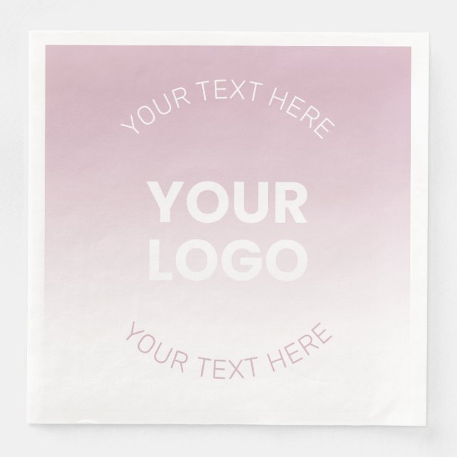Ihr Logo | Modernes Dusty Pink & White Ombre Serviette (Vorderseite)
