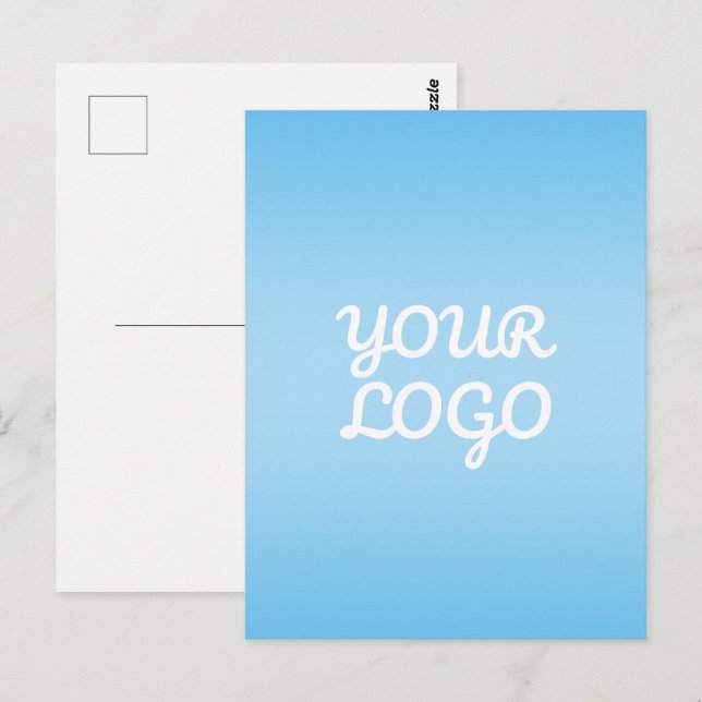 Ihr Logo & Modernes einfaches Ombre | Hellblau Postkarte (Vorne/Hinten)