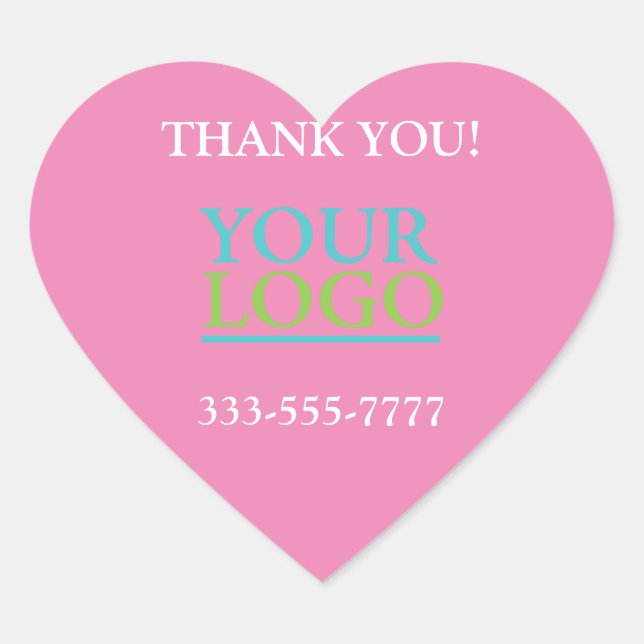 Ihr Logo, Name & Telefon oder Website Promo PinkWh Herz-Aufkleber (Vorderseite)