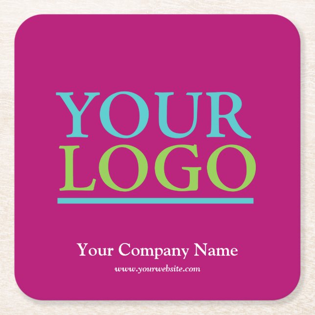 Ihr Logo, Name und Website-Promo, Fuchsia Rechteckiger Pappuntersetzer (Vorderseite)