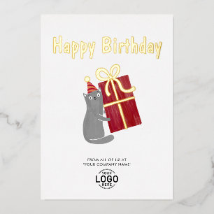 Ihr Logo Niedlich Cat Burgundy Geschenk Geburtstag Folieneinladung