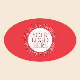 Ihr Logo oder anderes Bild | Weihnachtsrot und Wei Ovaler Aufkleber