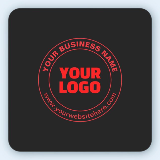Ihr Logo oder Bild und bearbeitbarer Text, rot ode Quadratischer Aufkleber (Von Creator hochgeladen)