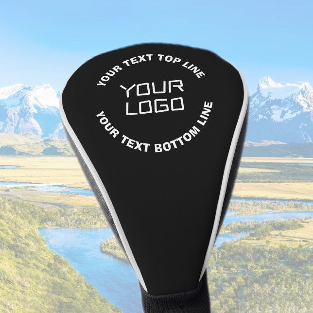 Ihr Logo oder Bild und bearbeiteter Text | Schwarz Golf Headcover (Von Creator hochgeladen)