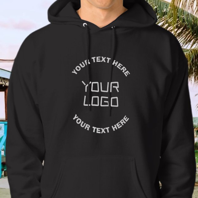 Ihr Logo oder Bild und bearbeiteter Text | Schwarz Hoodie (Von Creator hochgeladen)