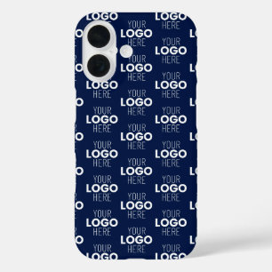 Ihr Logo oder Bild-Wiederholungsmuster   Marinebla iPhone 16 Hülle