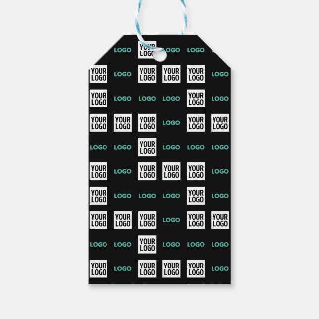 Ihr Logo oder Bild | Zig Zag Muster mit zwei Bilde Geschenkanhänger (Vorderseite)