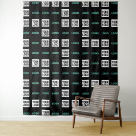 Ihr Logo oder Bild | Zig Zag Muster mit zwei Bilde Wandteppich