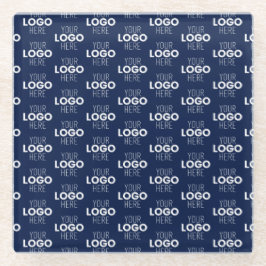 Ihr Logo oder Bildwiederholmuster | Marineblau Glasuntersetzer