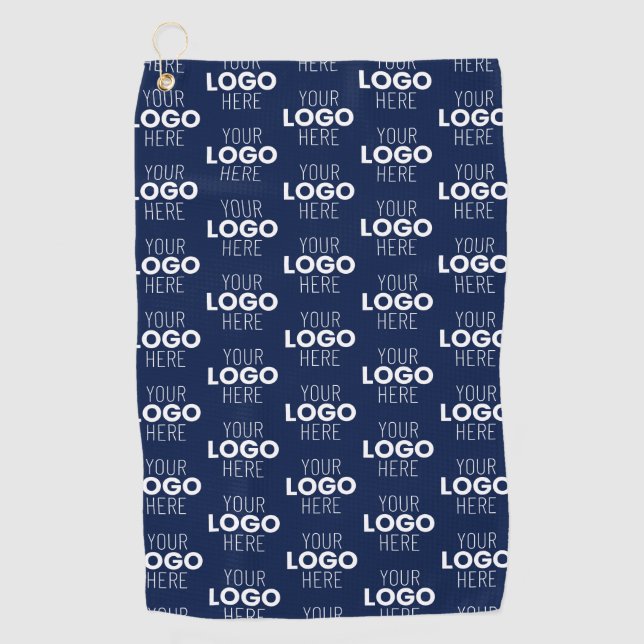 Ihr Logo oder Bildwiederholmuster | Marineblau Golfhandtuch (Vorderseite)