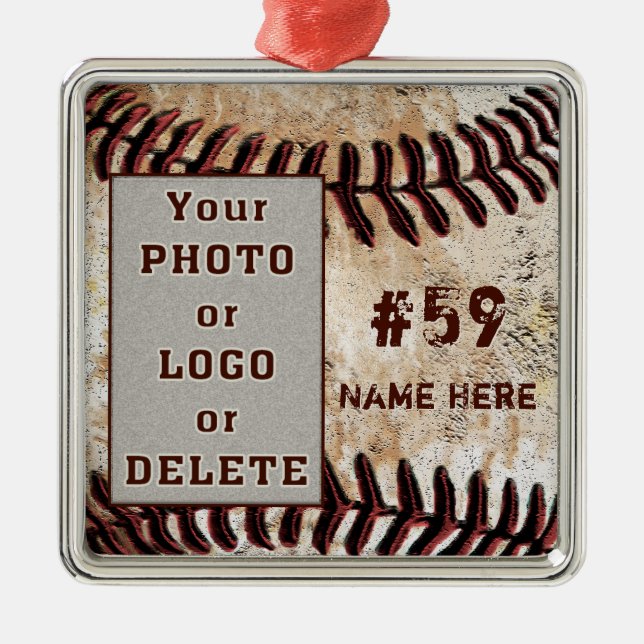 Ihr Logo oder Foto Personalisierte Baseball-Orname Ornament Aus Metall (Vorne)