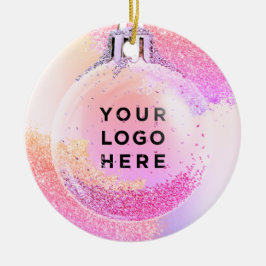 Ihr Logo Pink Girl Glitzer Weihnachten Keramik Ornament
