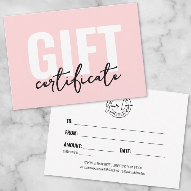 Ihr Logo Pink Minimal Geschenkgutschein Einladung (Your Logo Pink Minimal Business Gift Certificate Invitation)