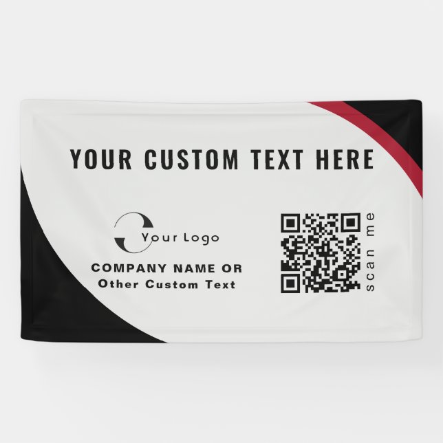 Ihr Logo QR Code Einfach Minimal Business Banner (Horizontal)