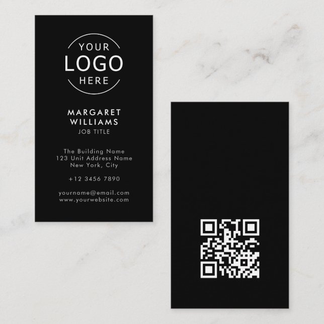 Ihr Logo QR-Code Minimalistisch Beruflich Visitenkarte (Vorne/Hinten)