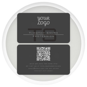 Ihr Logo & QR-Code Modernes Dunkelgrau Visitenkarte
