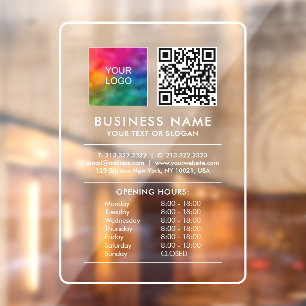 Ihr Logo QR-Code Öffnungszeiten Offen Geschlossen Fensteraufkleber