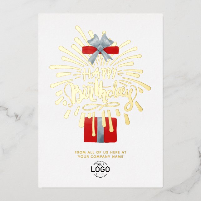 Ihr Logo Red Geschenkboxen Fireworks Business Gebu Folieneinladung (Vorderseite)
