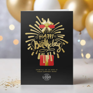 Ihr Logo Red Gold Fireworks Black Group Geburtstag Karte