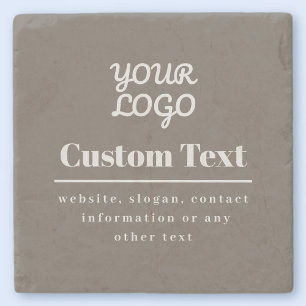 Ihr Logo Retro-Modern Modern Beige & Hellgrau Steinuntersetzer