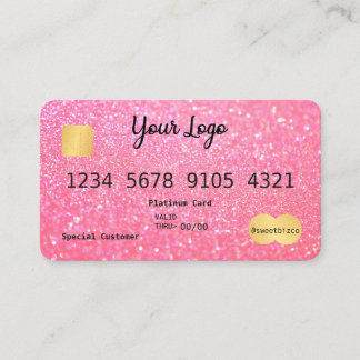 Ihr Logo Rosa Glitzer-Look Kreditkarte Visitenkarte