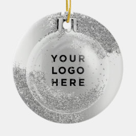 Ihr Logo Silver Glitzer Tropfen Weihnachtsball Keramik Ornament
