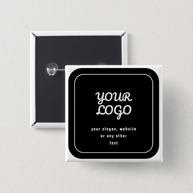 Ihr Logo & Slogan oder anderer Text | Schwarz & We Button (Vorne & Hinten)