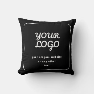 Ihr Logo & Slogan oder anderer Text Schwarz & We Kissen