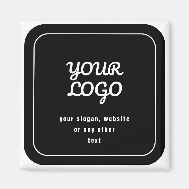 Ihr Logo & Slogan oder anderer Text | Schwarz & We Magnet (Vorne)