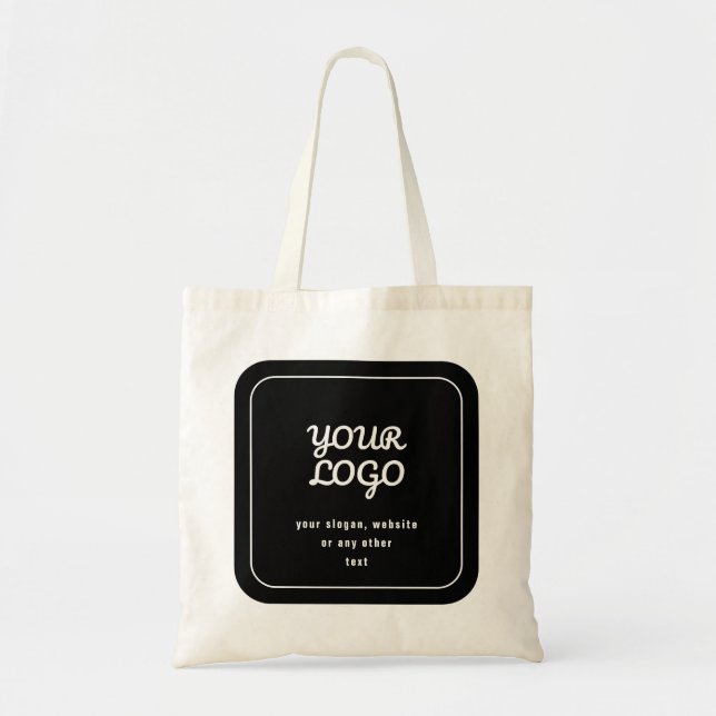 Ihr Logo & Slogan oder anderer Text | Schwarz & We Tragetasche (Vorne)