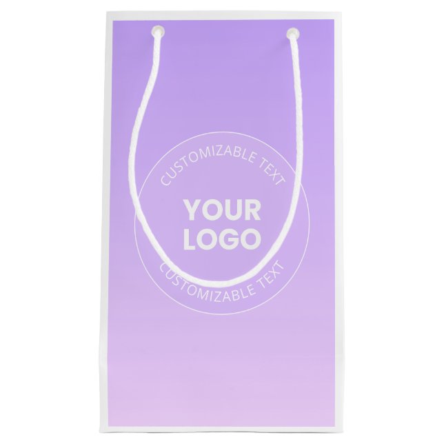 Ihr Logo | Subtile Lavender Ombre Gradient Kleine Geschenktüte (Vorderseite)