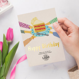 Ihr Logo Süßer Kuchen zum Geschäftsgeburtstag Folieneinladung