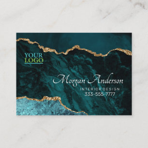 Ihr Logo Teal Agate Gold Blk Elegant Professionell Visitenkarte