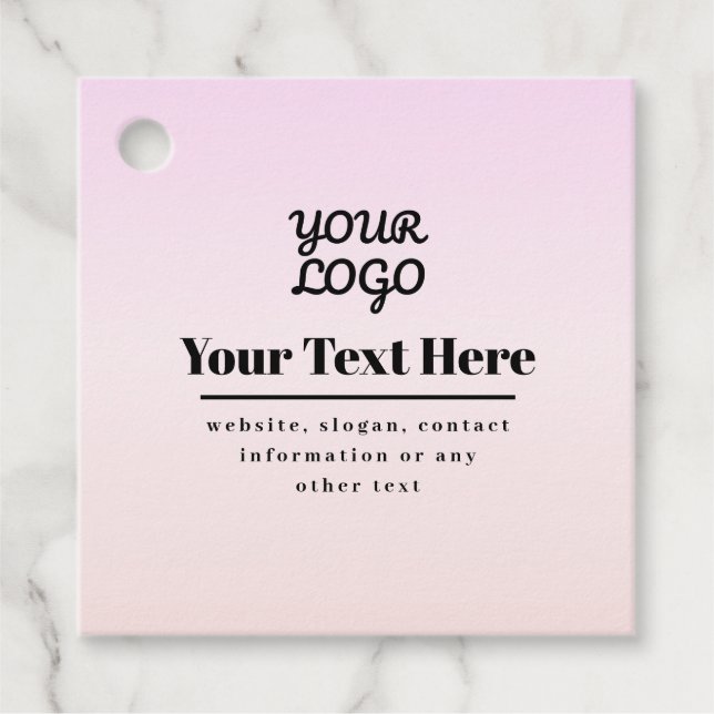 Ihr Logo & Text | Pink & Peach Ombre Geschenkanhänger (Vorderseite)