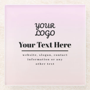 Ihr Logo & Text   Pink & Peach Ombre Glasuntersetzer