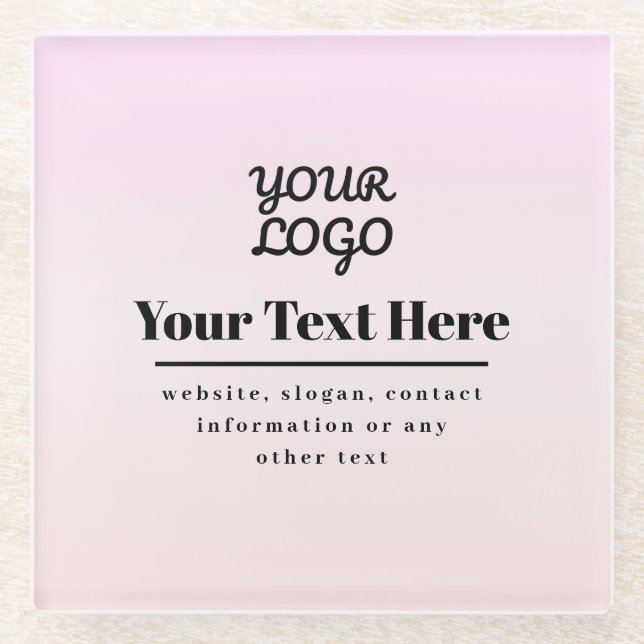 Ihr Logo & Text | Pink & Peach Ombre Glasuntersetzer (Vorderseite)